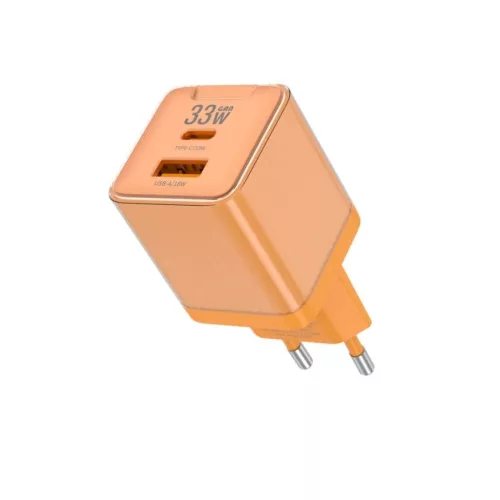 JELLICO fali töltő EU55 GaN PD 33W 1xUSB-C + 1xUSB QC3.0 Narancssár-6974929205829 5 kép