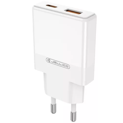 JELLICO hálózati töltő EU57 PD 20W 1xUSB-C + 1xUSB QC3.0 + kábel -6974929205904 4 kép