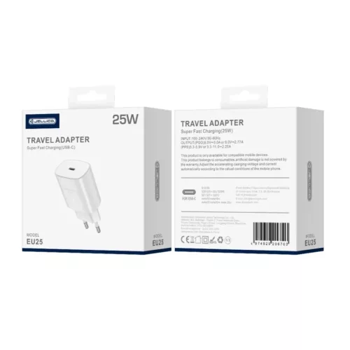 JELLICO hálózati töltő EU25 PD 25W 1xUSB-C Fehér-6974929206703 1 kép