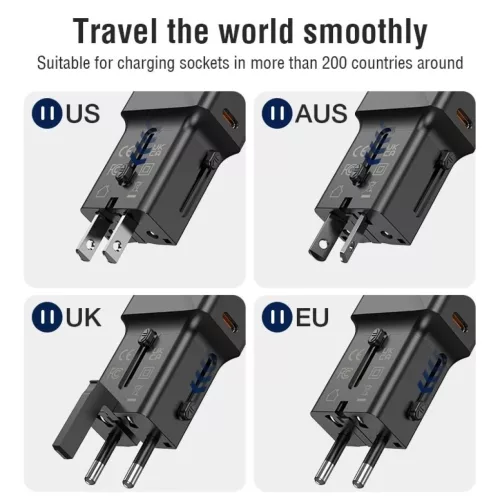JELLICO univerzális utazó adapter S6 PD 25W 1xUSB-C + 1xUSB QC3.0 fe-6974929206758 2 kép