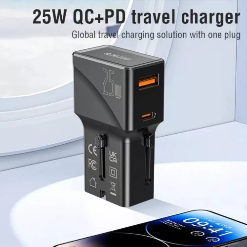 JELLICO univerzális utazó adapter S6 PD 25W 1xUSB-C + 1xUSB QC3.0 fe-6974929206758 10 kép