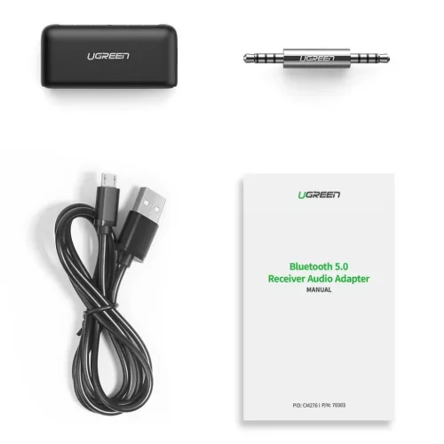 Ugreen Bluetooth autós audio adapter AUX mini jack fekete (70303)-6957303873036 10 kép