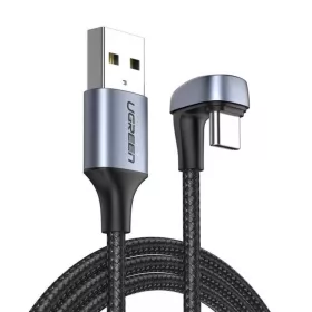   Ugreen Nylon harisnyázott USB - USB Type C kábel döntött fejjel 2m 3A szürke (70315)