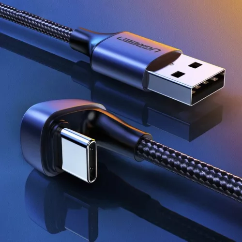Ugreen Nylon harisnyázott USB - USB Type C kábel döntött fejjel 2m-6957303873159 7 kép