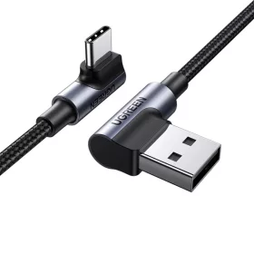   Ugreen 90° szögben hajlított kábel USB C - USB 2.0 480Mbps 3A 3m fekete (US176)