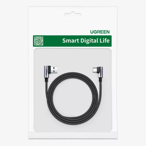 Ugreen 90° szögben hajlított kábel USB C - USB 2.0 480Mbps 3A 3m f-6957303878758 5 kép