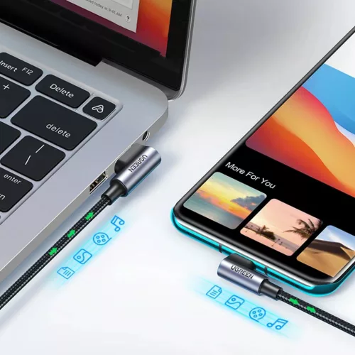 Ugreen 90° szögben hajlított kábel USB C - USB 2.0 480Mbps 3A 3m f-6957303878758 9 kép