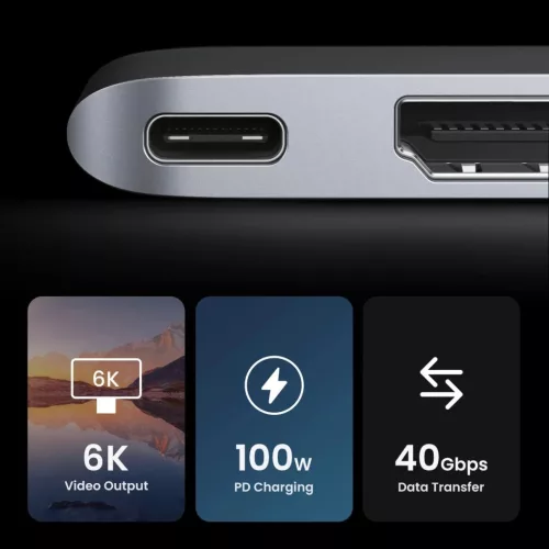 HUB Ugreen CM380 2xUSB C - HDMI/2xUSB 3.0/SD TF/USB C PD - szürke-6957303888566 7 kép