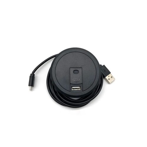 Bútorba építhető 10W vezeték nélküli töltő, USB porttal feket- 1 kép