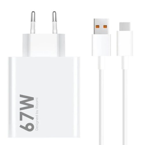 Xiaomi MDY-14-EW USB-A 67W Utazó Töltő + USB-C 6A Adatkábel Fehér-8596311244223 1 kép