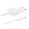 EP-T2510EWE + EP-DN980BWE Samsung USB-C 25W Utazó Töltő + USB-C Adatkábel Fehér (OOB Bulk)