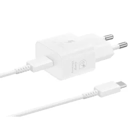   EP-T2510EWE + EP-DN980BWE Samsung USB-C 25W Utazó Töltő + USB-C Adatkábel Fehér (OOB Bulk)