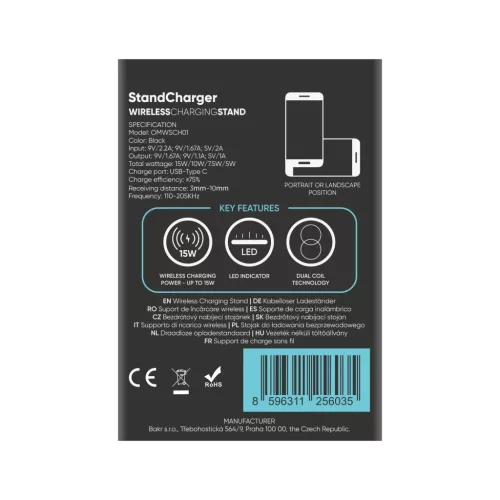 OBAL:ME StandCharger Vezeték nélküli töltőállomás 15W Fekete-8596311256035 9 kép
