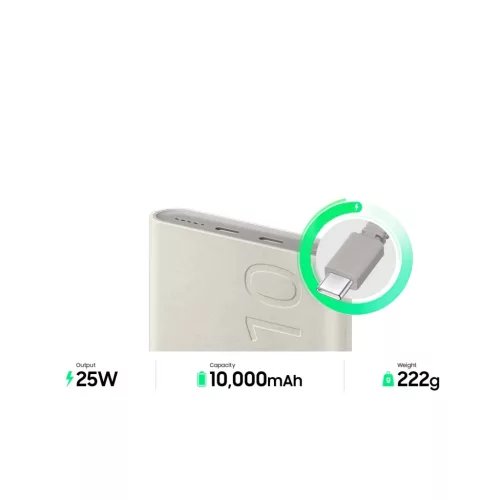 Samsung Vezeték nélküli Powerbank 2x USB-C 25W 10000mAh Bézs gyár-8806095312170 5 kép