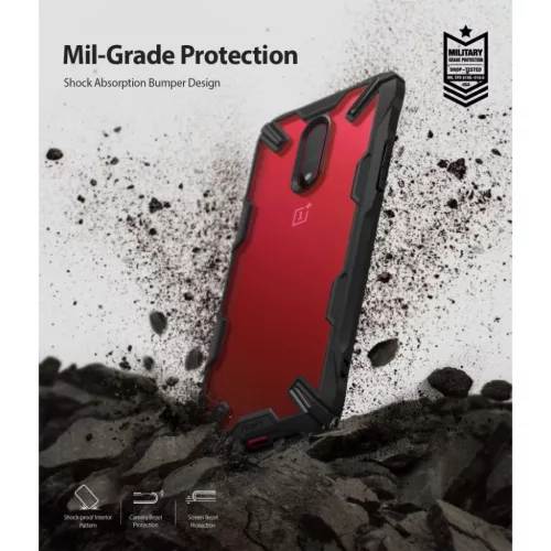 Ringke Fusion X PC tok TPU kerettel OnePlus 7 fekete színben-8809659046993 5 kép