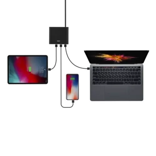 UNIQ Surge 90W 2xUSB Quick Charge 3.0 + 2xUSB-C PD 3.0 HUB, töltőál-8886463668108 2 kép