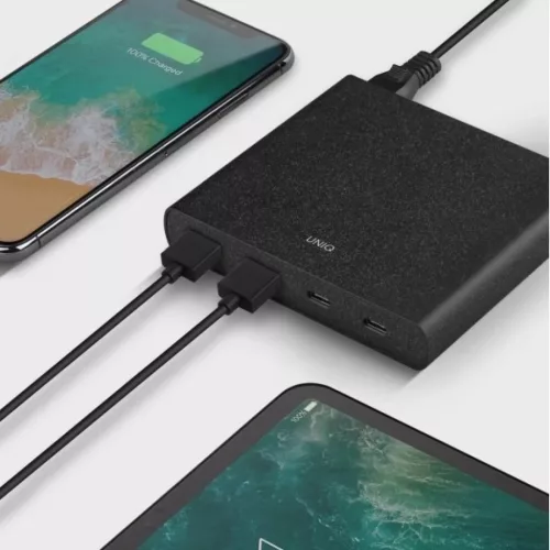 UNIQ Surge 90W 2xUSB Quick Charge 3.0 + 2xUSB-C PD 3.0 HUB, töltőál-8886463668108 4 kép