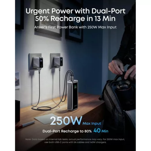 Powerbank Anker Prime, 26250mAh, 300W, QC + PD, Fekete A110AH11-194644239299 7 kép