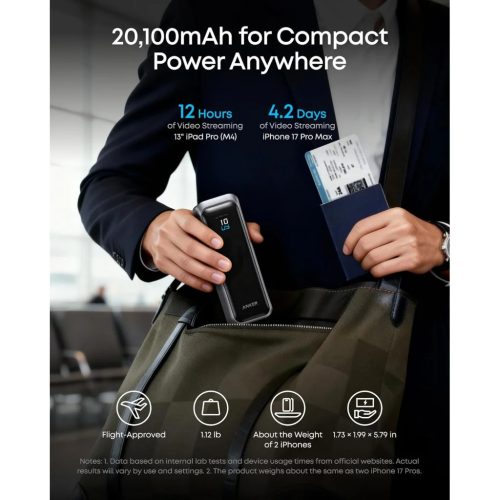 Powerbank Anker Prime, 20100mAh, 220W, QC + PD, Fekete A110BH11-194644239350 2 kép