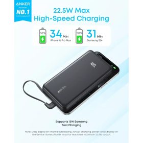 Powerbank Anker Zolo, 20000mAh, 22.5W, QC + PD, Fekete A110EH11-194644291471 2 kép