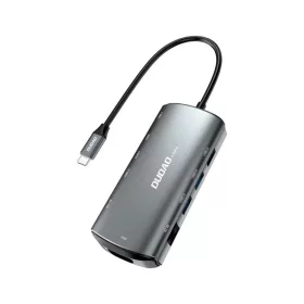   Dudao 11in1 multifunkciós HUB USB Type-C - USB Type-C PD 60W / HDMI / 3.5mm mini jack / 1x USB 2.0 / SD - micro SD kártyaolvasó / VGA / RJ45 / 3x USB 3.2 Gen 1 szürke (A15Pro)