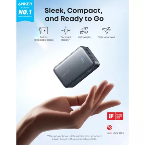 Anker Nano Powerbank, 10000mAh, 45W, QC + PD, Fekete A1638H11-194644209599 2 kép