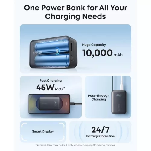Anker Nano Powerbank, 10000mAh, 45W, QC + PD, Fekete A1638H11-194644209599 6 kép