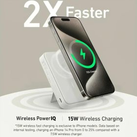 Powerbank Anker MagGo, 10000mAh, 27W, PD + FQI, Fehér A1654G21 MagSaf-194644173371 2 kép