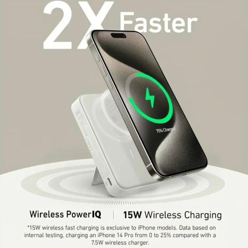 Powerbank Anker MagGo, 10000mAh, 27W, PD + FQI, Fehér A1654G21 MagSaf-194644173371 2 kép