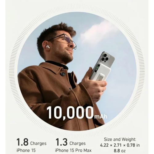 Powerbank Anker MagGo, 10000mAh, 27W, PD + FQI, Fehér A1654G21 MagSaf-194644173371 4 kép