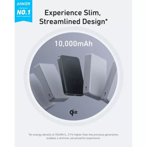 Powerbank Anker MagGo Slim, 10000mAh, 30W, PD + FQI, Fekete A1664H11-194644203467 2 kép