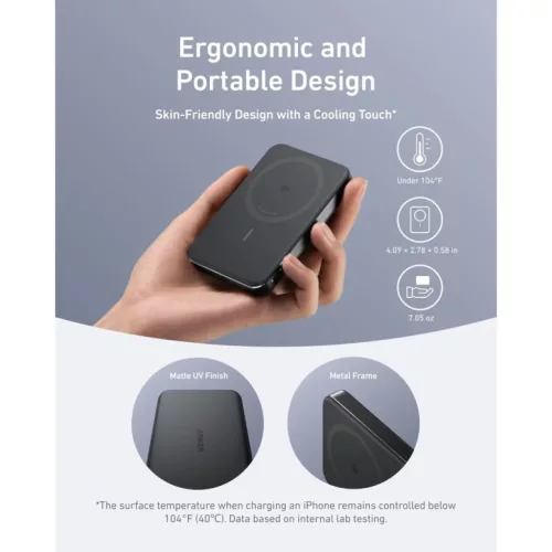 Powerbank Anker MagGo Slim, 10000mAh, 30W, PD + FQI, Fekete A1664H11-194644203467 6 kép