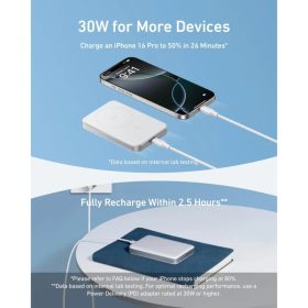 Powerbank Anker MagGo Slim, 10000mAh, 30W, PD + FQI, Fehér A1664H21-194644203504 2 kép