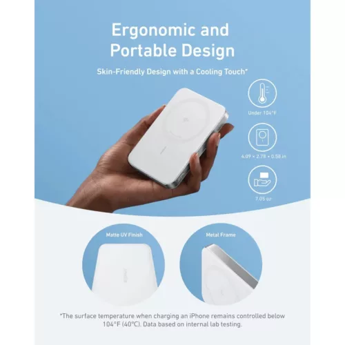 Powerbank Anker MagGo Slim, 10000mAh, 30W, PD + FQI, Fehér A1664H21-194644203504 4 kép