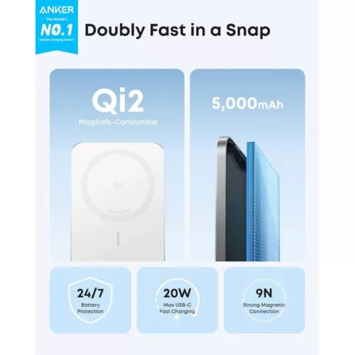 Anker Nano Powerbank, 5000mAh, 15W, FQI, Fehér A1665H21-194644235451 4 kép