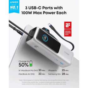 Powerbank Anker, 25000mAh, 165W, QC + PD, Ezüst A1695H41-194644286217 2 kép
