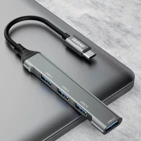 Dudao HUB 4in1 USB-C - 4x USB-A (3 x USB2.0 / USB3.0) 6.3cm fekete (A1-6973687247065 2 kép