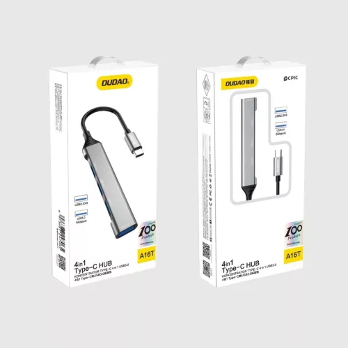 Dudao HUB 4in1 USB-C - 4x USB-A (3 x USB2.0 / USB3.0) 6.3cm fekete (A1-6973687247065 5 kép