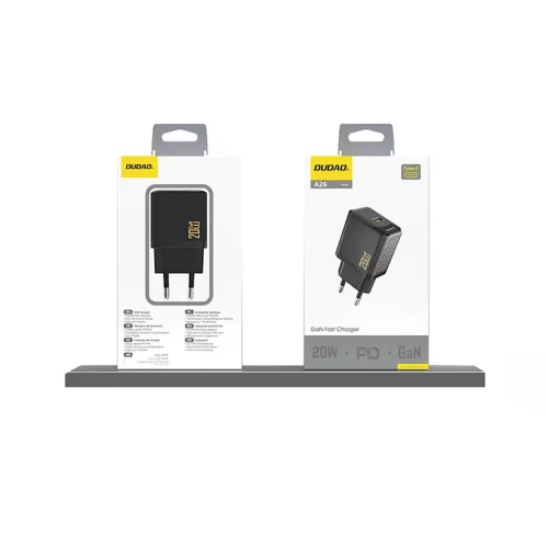 Dudao A26 PD20W GaN USB-C Töltő - Fekete-6976625334063 4 kép