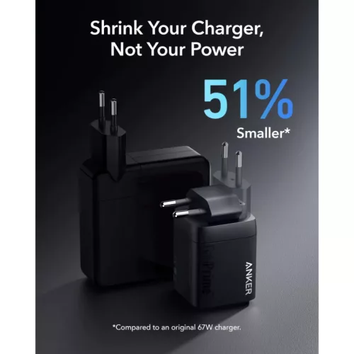 Anker Prime fali töltő, 67W, 5A, 1 x USB-A - 2 x USB-C, Fekete A2669-194644187576 2 kép
