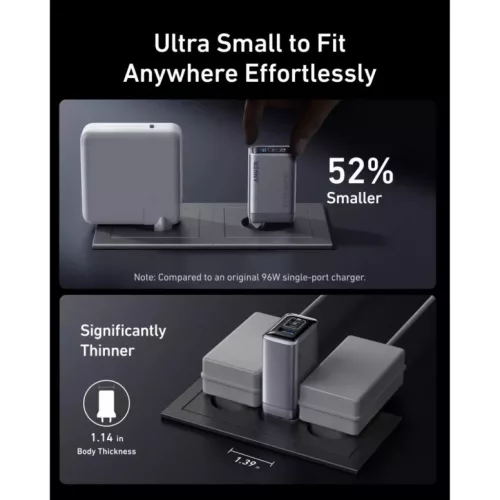 Anker Prime, 100W, 3A, 1 x USB-A - 2 x USB-C, Szürke A2688341-194644199746 2 kép