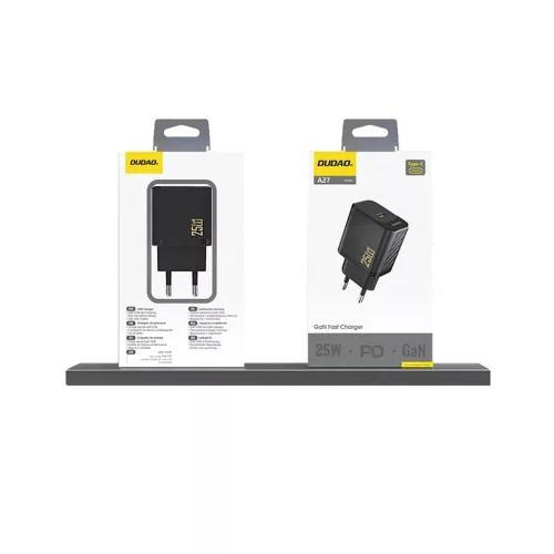 Dudao A27 25W GaN USB-C Fali Töltő - Fekete-6976625334131 4 kép