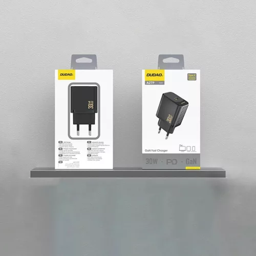 Dudao A27P 30W PD GaN USB-C fali töltő - Fekete-6976625334179 3 kép