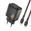 Dudao A27PCEU PD 30W GaN USB-C Hálózati Töltő Adapter USB-C Kábellel - Fekete
