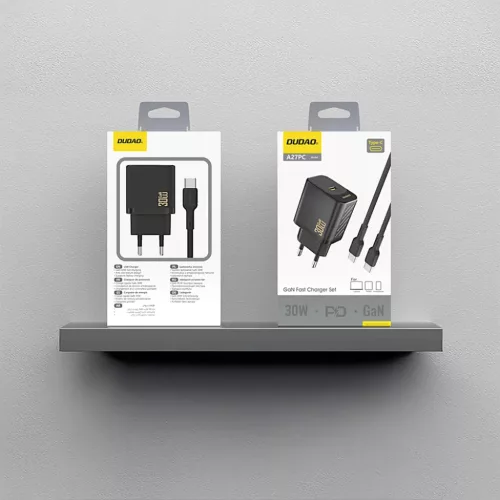 Dudao A27PCEU PD 30W GaN USB-C Hálózati Töltő Adapter USB-C Kábel-6976625334193 6 kép