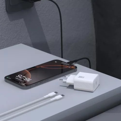 Dudao A27PCEU PD 30W GaN USB-C Falitöltő USB-C Kábellel - Fehér-6976625334186 4 kép