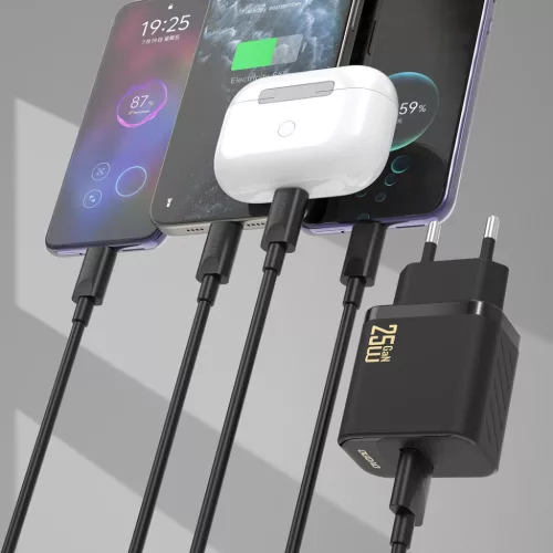 Dudao A27STEU 25W GaN USB-A fali töltő USB-A - USB-C kábellel - Fek-6976625334889 4 kép