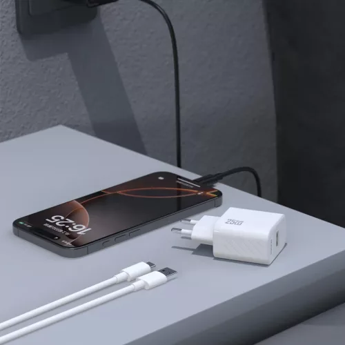 Dudao A27STEU 25W GaN USB-A fali töltő USB-A - USB-C kábellel - Fek-6976625334889 6 kép