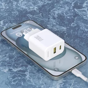Dudao A27TCEU PD 30W GaN USB-A USB-C Fali Töltő USB-C Kábellel - Fe-6976625334223 2 kép