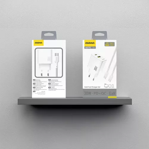 Dudao A27TCEU PD 30W GaN USB-A USB-C Fali Töltő USB-C Kábellel - Fe-6976625334223 3 kép